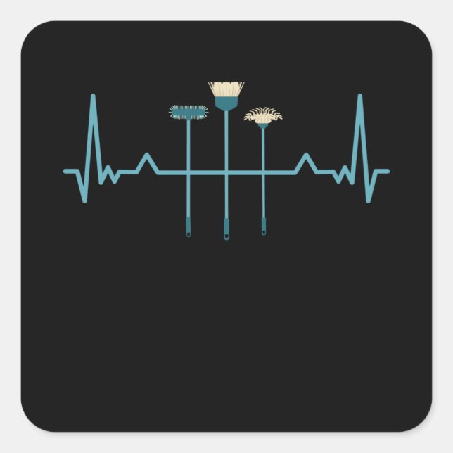 Adesivo Quadrado Dom da Limpeza de Pulsação Engraçado (Frente)