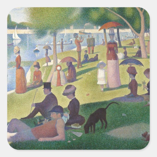 Adesivo Quadrado Domingo na pintura de La Grande Jatte Seurat (Frente)