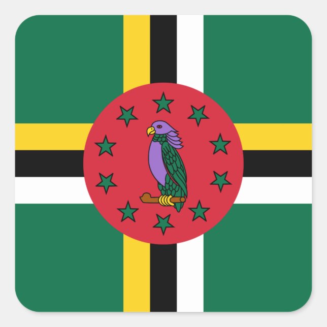 Adesivo Quadrado Dominica Flag (Frente)