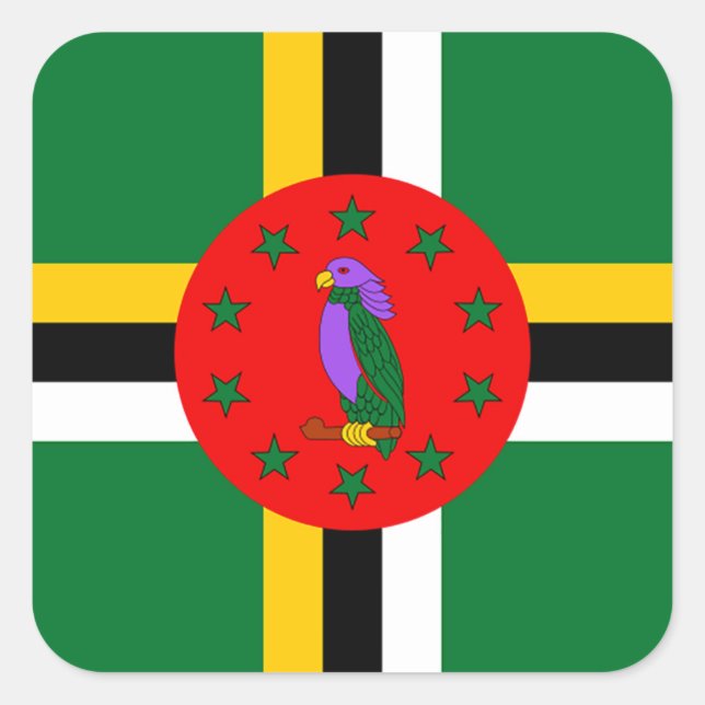 Adesivo Quadrado Dominica Flag (Frente)