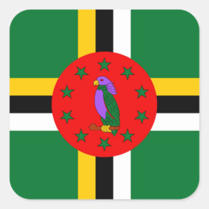 Adesivo Quadrado Dominica Flag