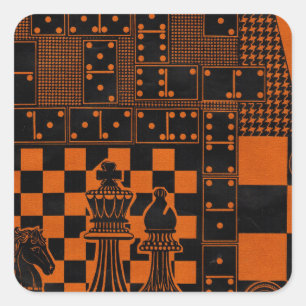 Adesivo Quadrado dominó de xadrez damas dominos