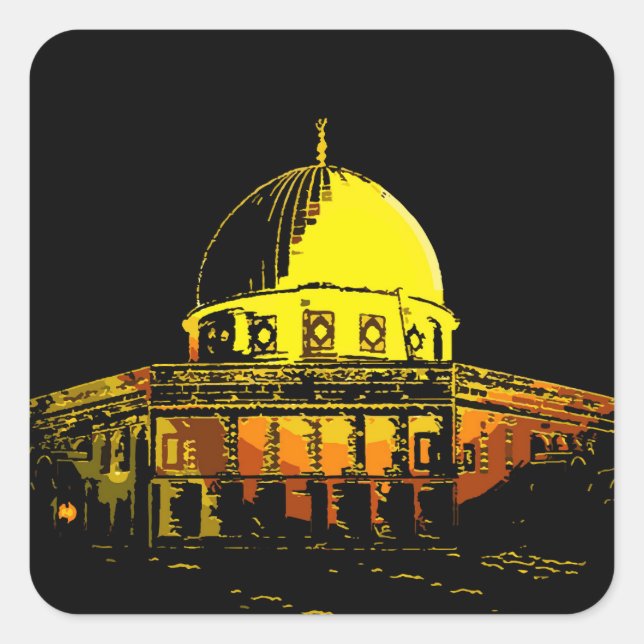 Adesivo Quadrado Domo da Rocha: O Sticker Icônico de Jerusalém (Frente)