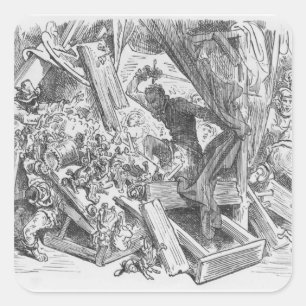 Adesivo Quadrado Don Quixote lutando contra marionetas