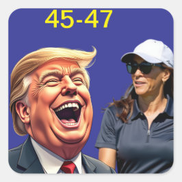 Adesivo Quadrado Donald Trump 45-47 Kamala harris