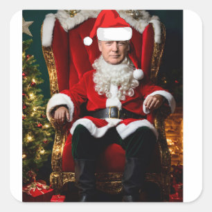 Adesivo Quadrado DONALD TRUMP AS SANTA CLAUS FunnY