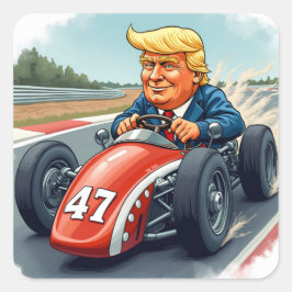 Adesivo Quadrado Donald Trump, campeão de corrida de carros