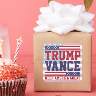 Adesivo Quadrado Donald Trump JD Vance 2024 Keep America Excelente