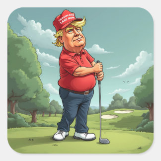 Adesivo Quadrado Donald Trump joga golfe