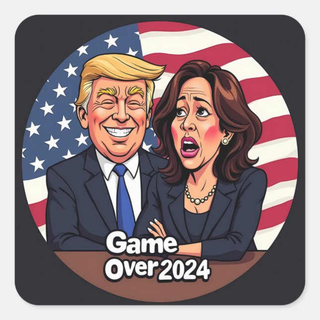 Adesivo Quadrado Donald Trump Kamala harris (Frente)