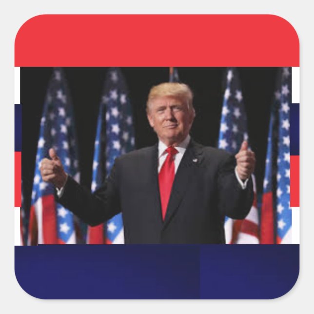 Adesivo Quadrado Donald Trump Patriotic Sticker (Frente)