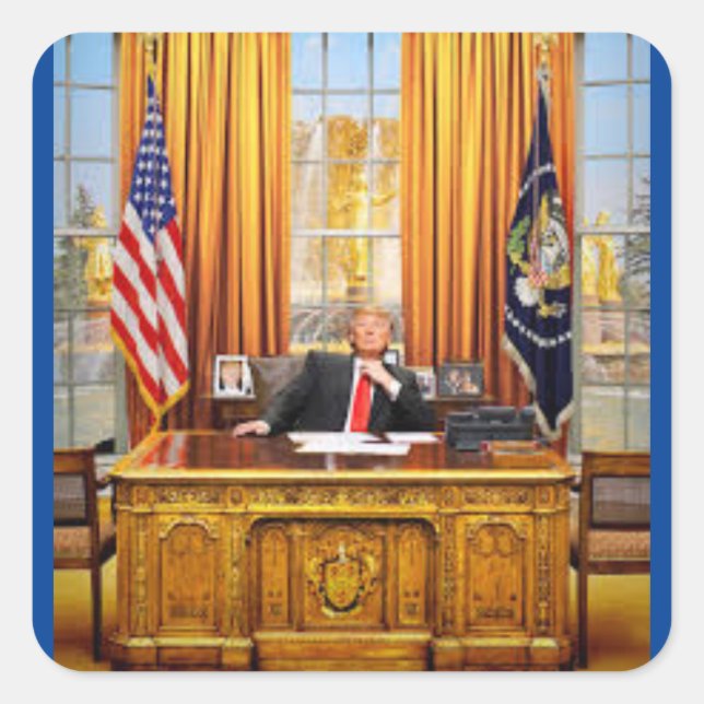 Adesivo Quadrado Donald Trump Presidencial Sticker (Frente)