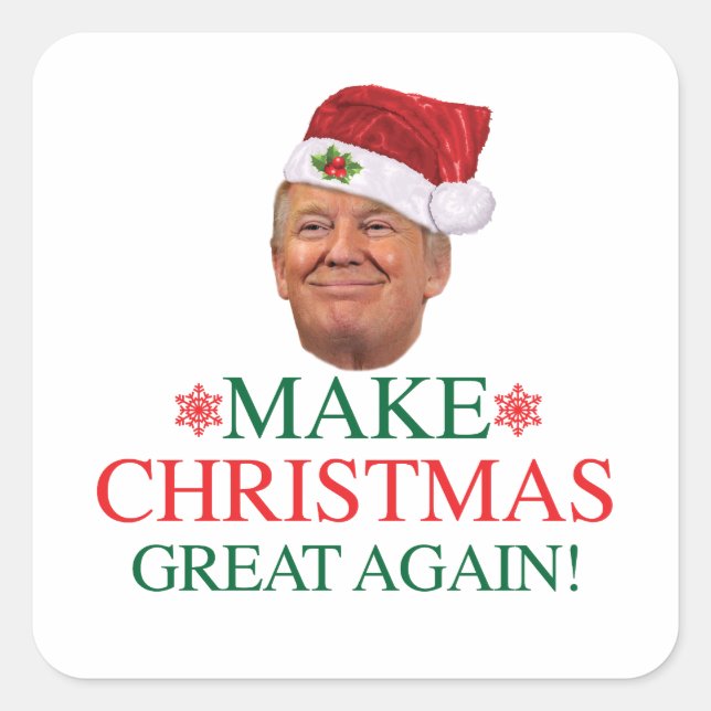 Adesivo Quadrado Donald Trump - Torne o Excelente de Natal novament (Frente)