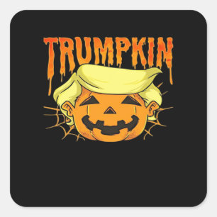 Adesivo Quadrado Donald Trumpkin Funny Presidente Festa de Hallowee