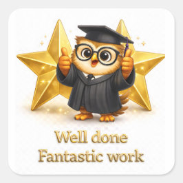Adesivo Quadrado Done, fantastic work graduation owl two gold stars