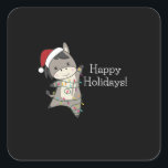 Adesivo Quadrado Donkey Christmas Donkeys Winter Animals<br><div class="desc">The donkey for Christmas with fairy lights. Funny animals with gifts and snow to the holidays. Also funny for Christmas in July. Donkeys are sweet animals and perfect for Christmas.</div>