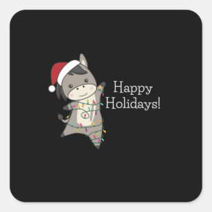 Adesivo Quadrado Donkey Christmas Donkeys Winter Animals