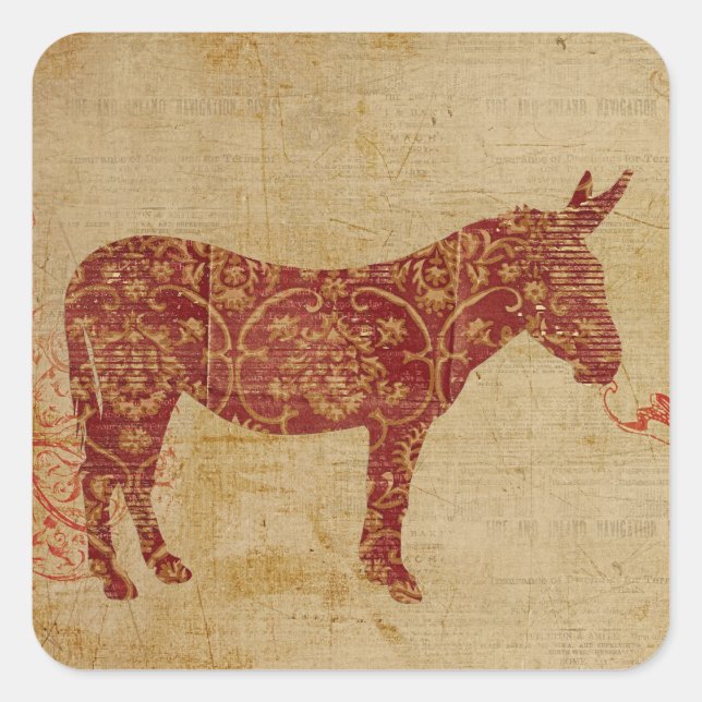 Adesivo Quadrado Donkey Silhouette Sticker (Frente)