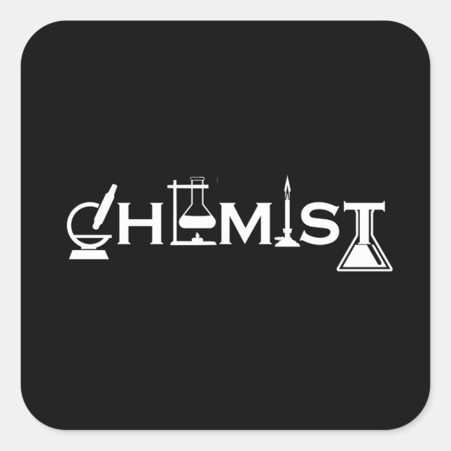 Adesivo Quadrado Dons de química engraçada (Frente)
