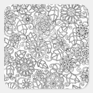 Adesivo Quadrado Doodle floral étnico