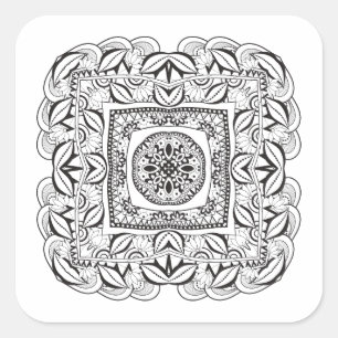 Adesivo Quadrado Doodle quadrado decorativo bonito