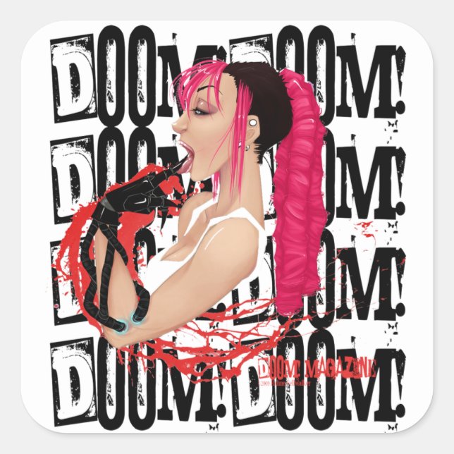 Adesivo Quadrado DOOM! Imagem preta "Z" da revista (Frente)