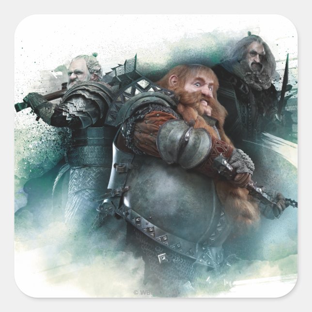 Adesivo Quadrado Dori, Bombur E Gráfico De Oin (Frente)