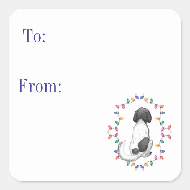 Adesivo Quadrado Doris the Dog Holiday Gift Sticker (Frente)