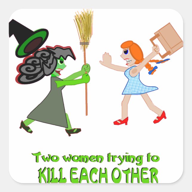 Adesivo Quadrado Dorothy, Elphaba, e um par de calçados (Frente)