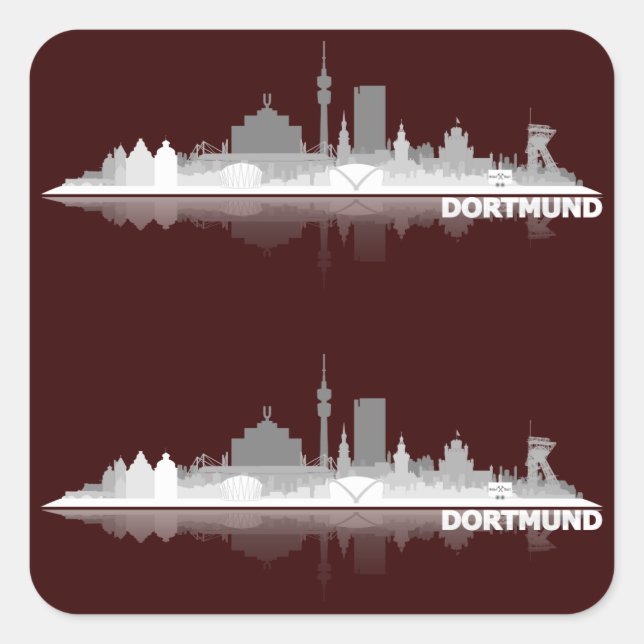 Adesivo Quadrado Dortmund City Skyline (Frente)