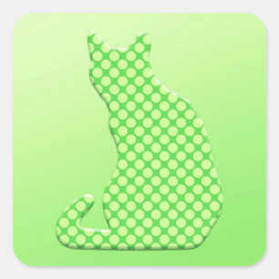 Adesivo Quadrado Dotty Cat - tons de verde limão