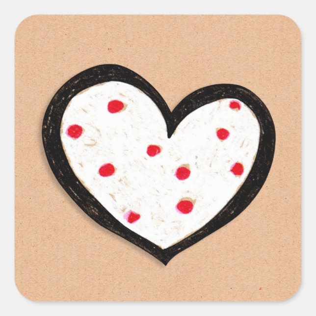 Adesivo Quadrado Dotty Hearts kraft Square Sticker (Frente)