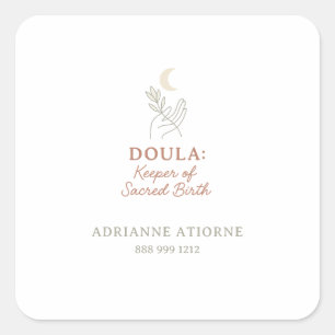 Adesivo Quadrado Doula Keeper do Sagrado Nascimento com o nome do a