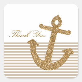 Adesivo Quadrado Dourada âncora de brilho Obrigado