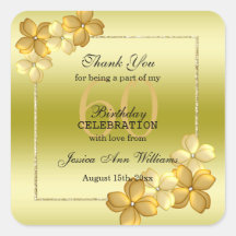 Dourada decoração floral e reluzente 60º aniversár