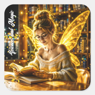Adesivo Quadrado Dourada e iluminada arte de ouro de fadas adolesce