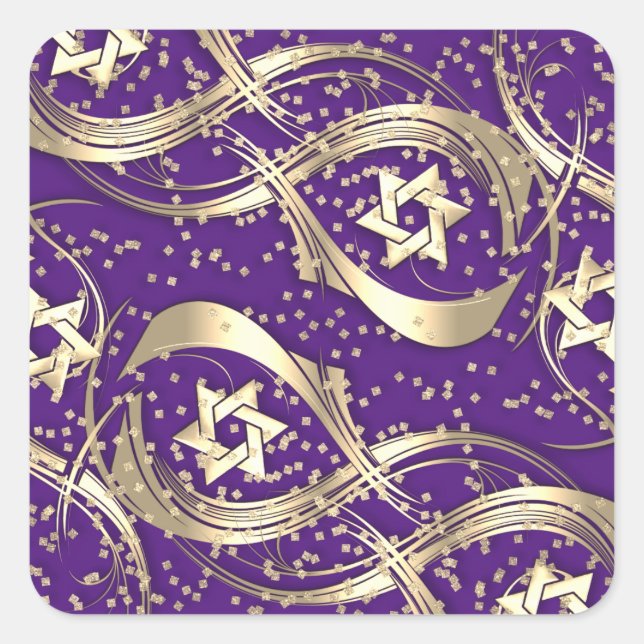 Adesivo Quadrado Dourada Estrela Confetti Flourish (Frente)