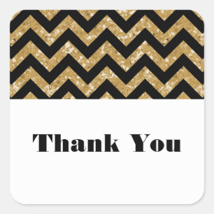 Adesivo Quadrado Dourada Glitter Chevron Obrigado Stickers
