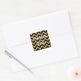 Adesivo Quadrado Dourada Glitter Chevron Obrigado Stickers
