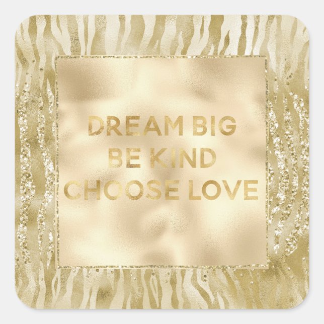 Adesivo Quadrado Dourada Glitter Confetti Glitzy Zebra Dream (Frente)
