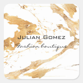 Adesivo Quadrado Dourada marmorte branca