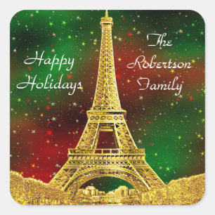 Adesivo Quadrado Dourada Paris Skyline nº 2 Natal Starry