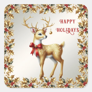 Adesivo Quadrado Dourada Reindeer Sticker