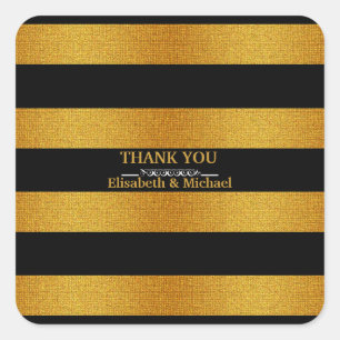 Adesivo Quadrado Douradas e pretas personalizadas Obrigado