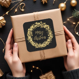 Adesivo Quadrado Douradas estrelas Feliz Natal