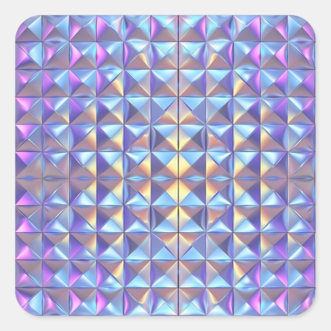 Adesivo Quadrado Dourado, Azul e Roxo Geométrico Iridescente 2 (Frente)