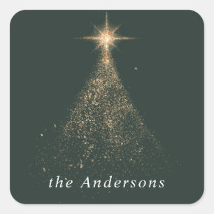 Adesivo Quadrado Dourado brilho verde-moderno Natal Holida