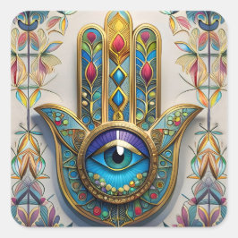 Adesivo Quadrado Dourado Colorido Filigree Blue-Green Third Eye Ham