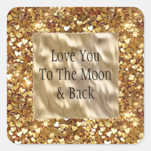 Adesivo Quadrado Dourado Coração Confetti