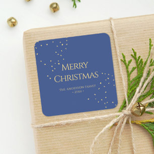 Adesivo Quadrado Dourado e minimalista moderno Confetti Feliz Natal